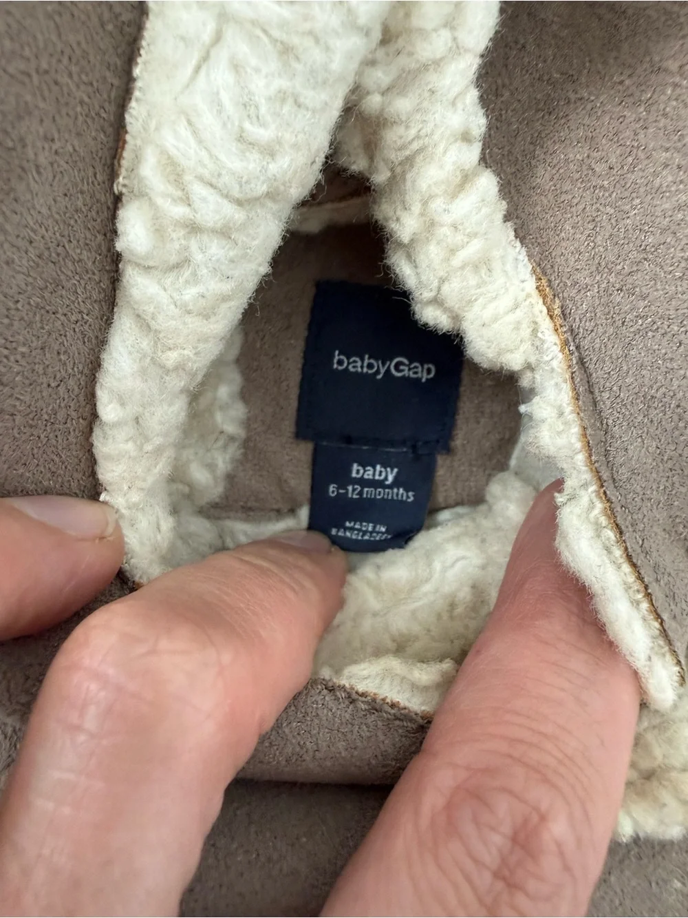GAP Kids Hooded Faux-Shearling Coat - Taupe & Cream